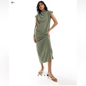 Sage green high neck column maxi dress ASOS Design